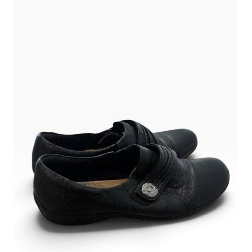 Clarks Hope Roxanne Black Slip-On Comfort 1.25" Wedge Loafers Women's US 9.5